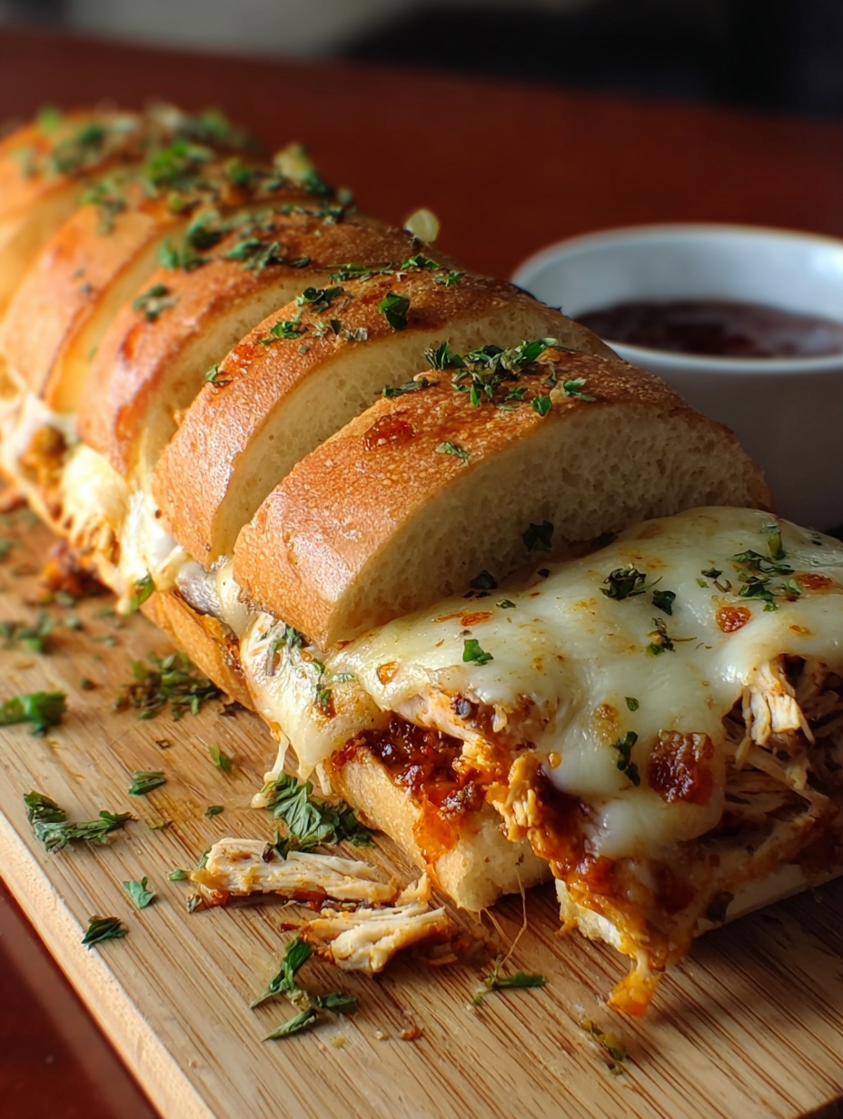 Käse-Hähnchen-Knoblauchbrot-Sandwich image 2