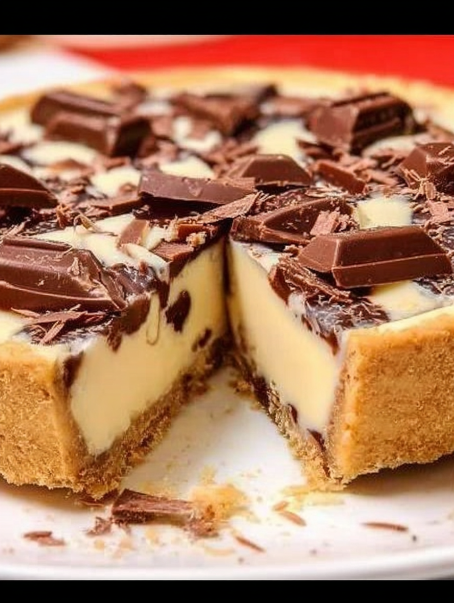 Käsekuchen mit Kinderriegel & Vanillepudding image 2