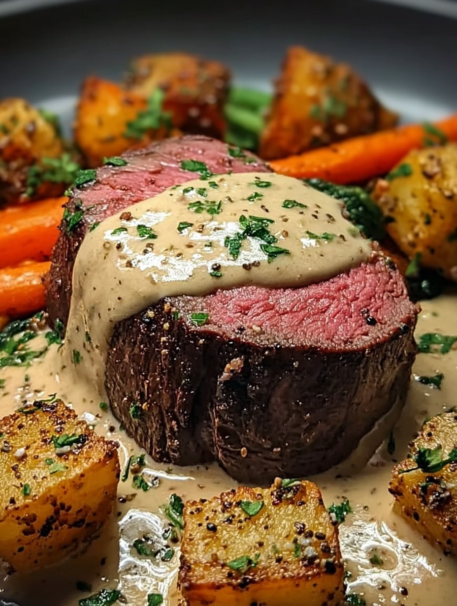 Rinderfilet mit Knoblauch-Dijon-Sahnesauce genießen image 2