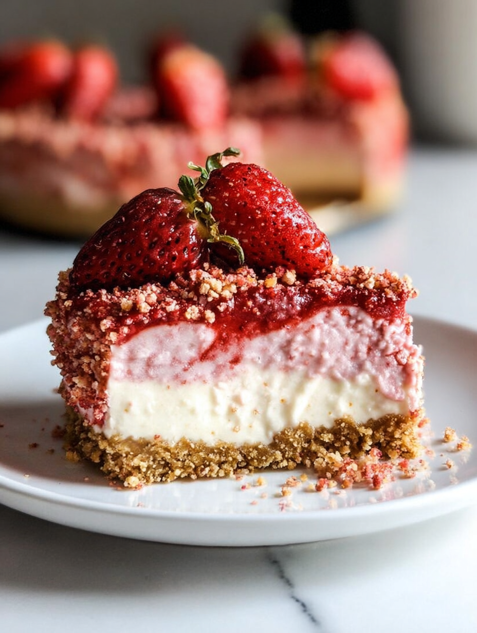 Erdbeer-Crunch-Käsekuchen ohne Backen image 2