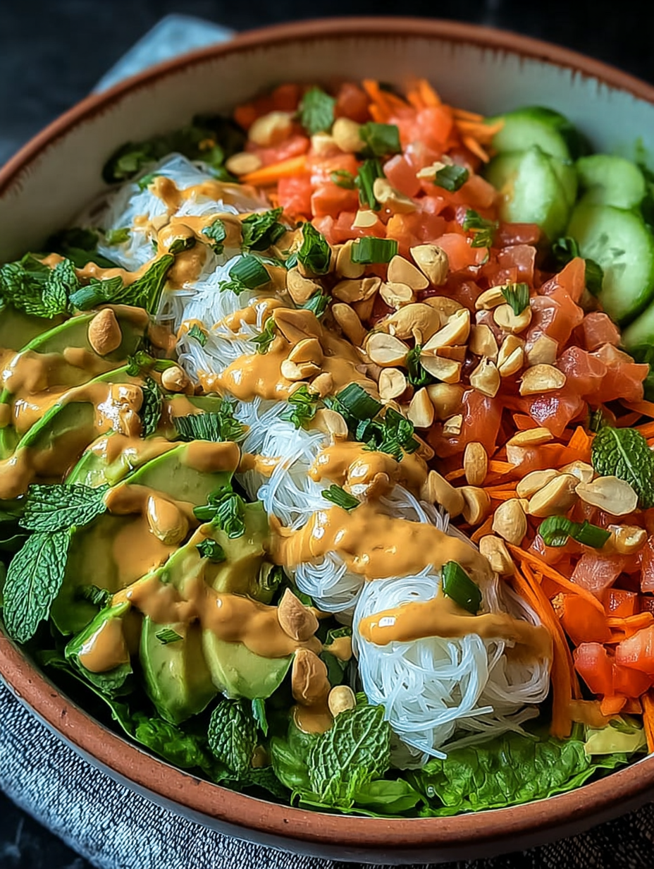 Erfrischender Frühlingsrollen-Salat mit Erdnuss-Dressing image 2