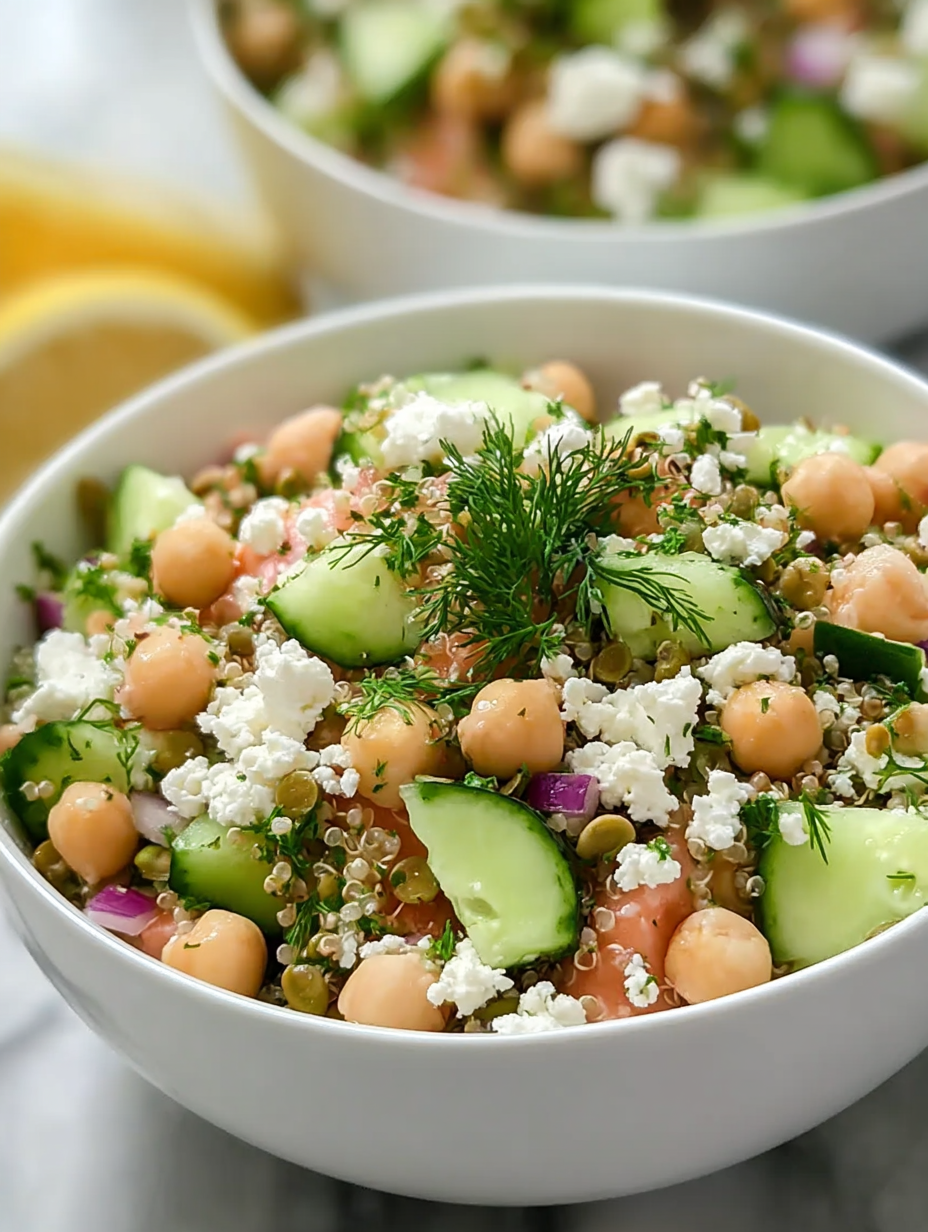 Leckerer Kichererbsen-Gurken-Feta-Salat image 2