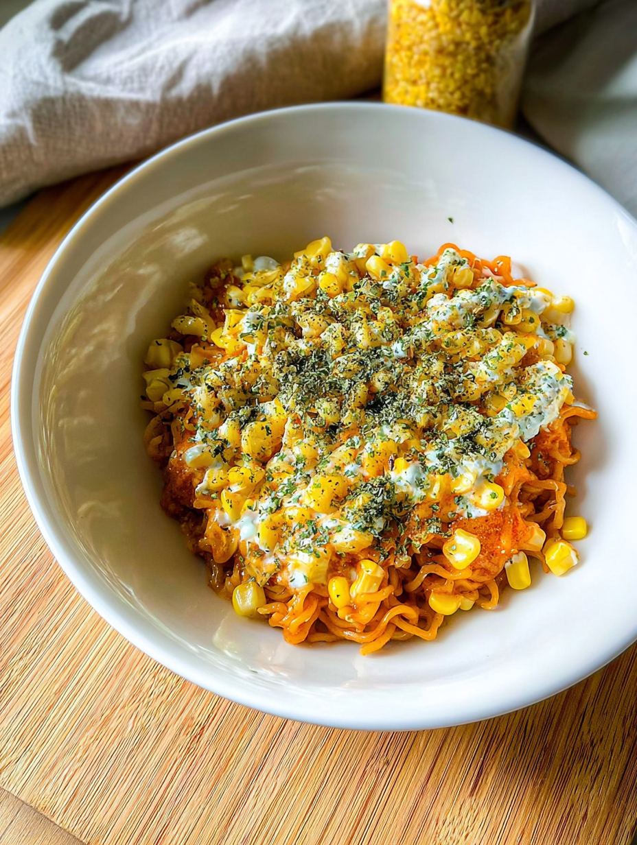 Scharfe Nudeln mit koreanischem Maiskäse. image 2