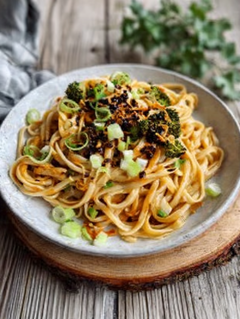 süß-scharfe Tahini-Nudeln mit knusprigem Brokkoli image 2