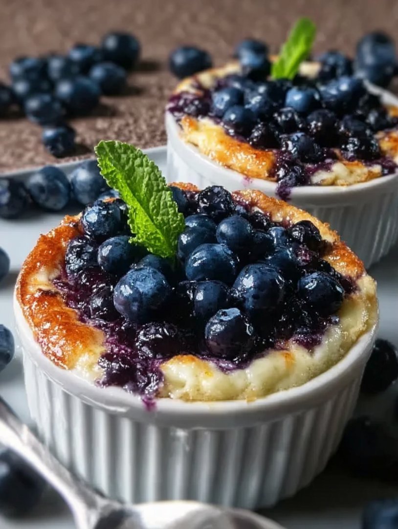 Cremige gebackene Blaubeer-Hüttenkäse-Schälchen image 2