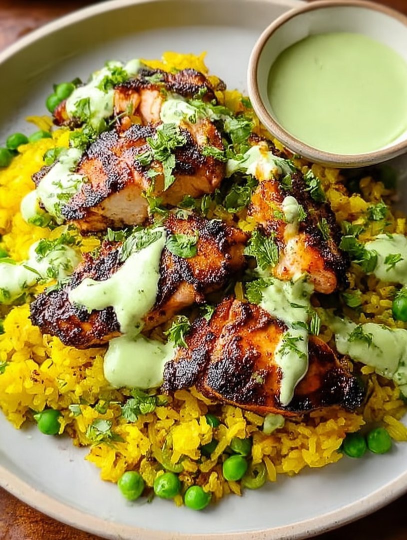 Geschmackvolles peruanisches Hähnchen mit gelbem Reis und pikanter Sauce image 2